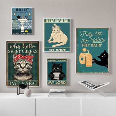 Funny Vintage Cat Posters Posters, Prints, & Visual Artwork KittyNook Cat Company